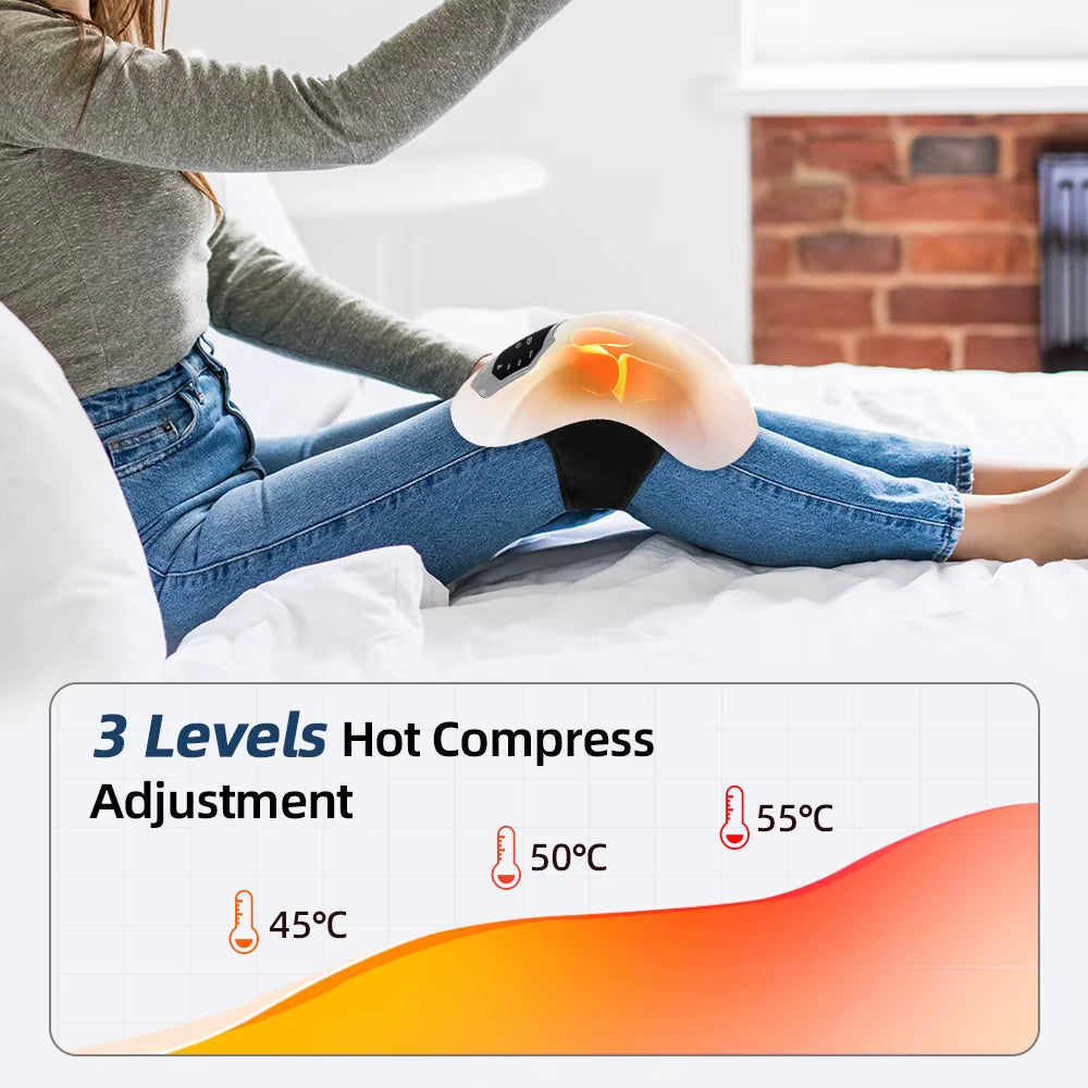 Wireless Electric Heating Knee Massage Pad Red Light Therapy Airbag Wrap Knee Massager Hot Compress High Vibration Massage