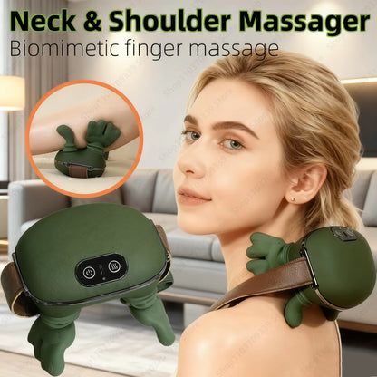 Bionic Neck Shoulder Massager Heated Back Massagers Electric Kneading Muscles Massage Pillow Neck Waist Leg Body ﻿3-Level Modes